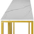 Console Table Marble-like Tabletop Steel Frame