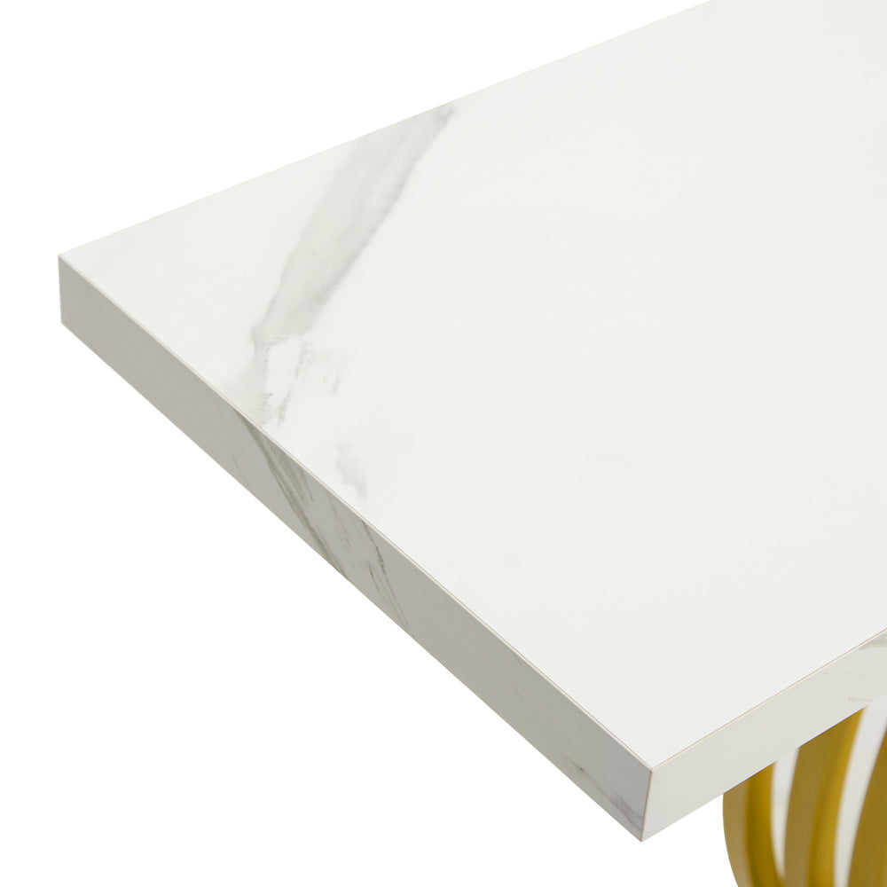 Console Table Hallway Marble Effect Narrow Desk White&Gold