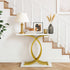 Console Table Hallway Marble Effect Narrow Desk White&Gold