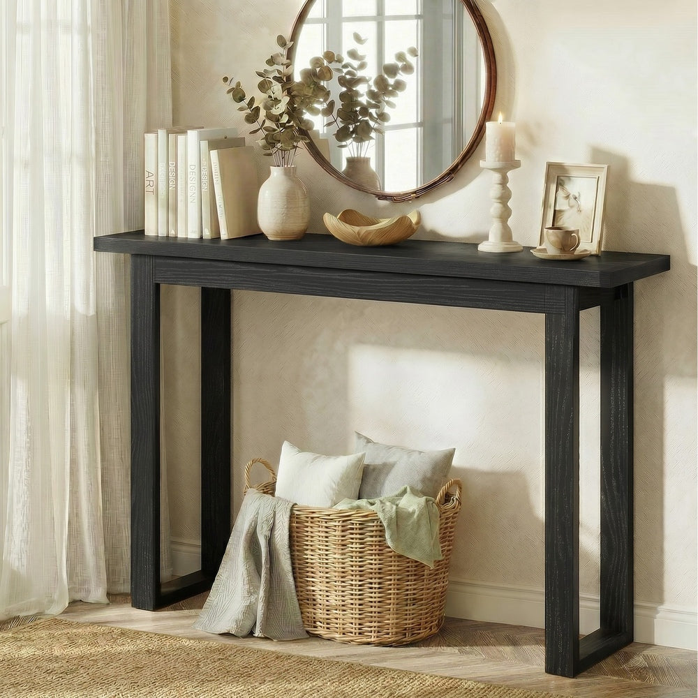 Oikiture Hallway Console Table Narrow Display Shelf Black