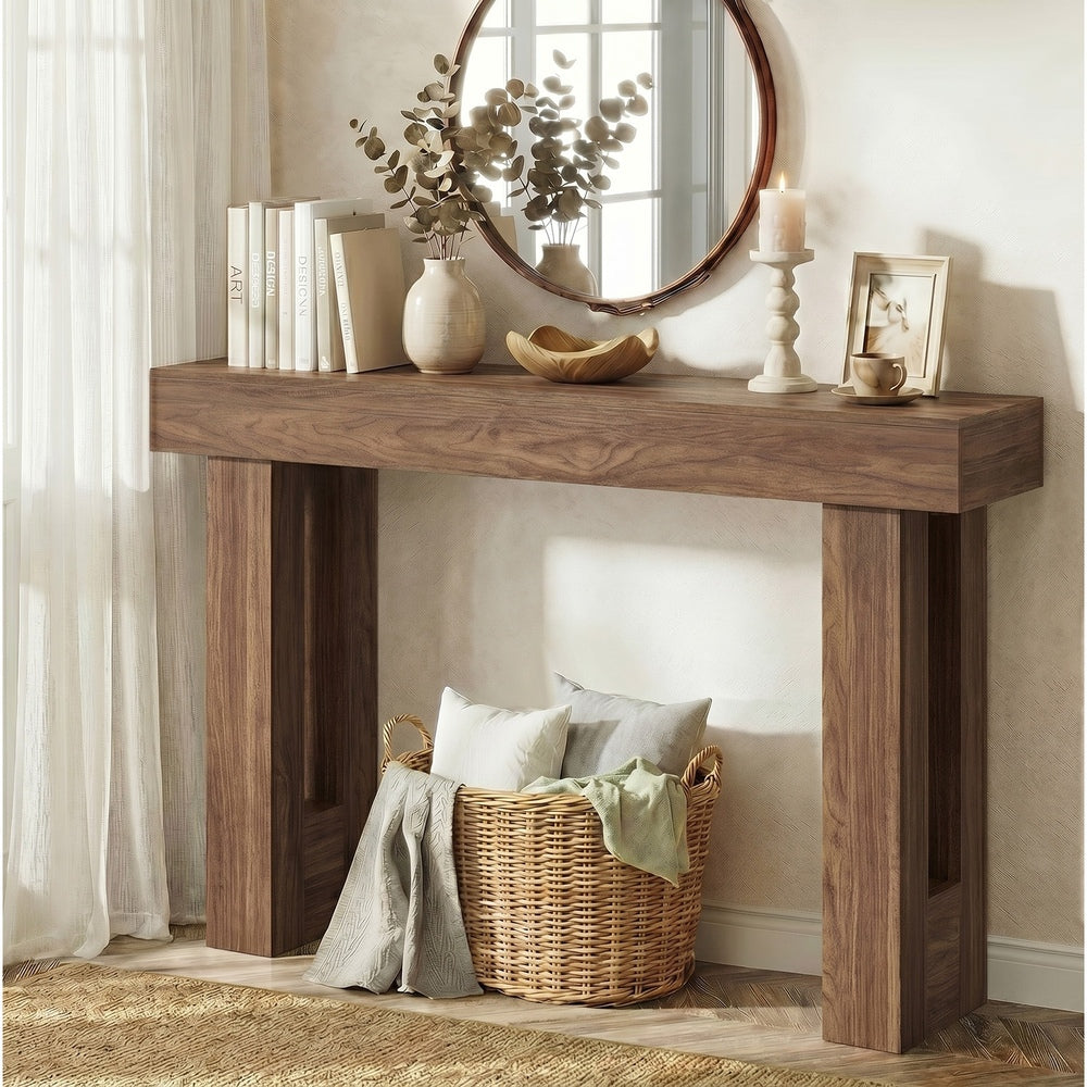 Oikiture Console Table Rack Walnut