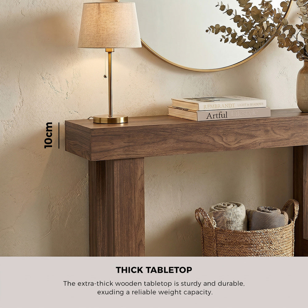 Oikiture Console Table Rack Walnut