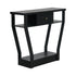 Console Table – Angled Legs, 3‑Tier Design, Drawer, Black