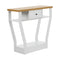 Console Table – Angled Legs, 3‑Tier Design, Drawer, White/Natural
