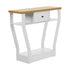 Console Table – Angled Legs, 3‑Tier Design, Drawer, White/Natural