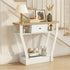 Console Table – Angled Legs, 3‑Tier Design, Drawer, White/Natural
