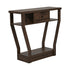 Console Table – Angled Legs, 3‑Tier Design, Drawer, Walnut