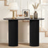 Oikiture Console Table Oval Hallway Desk Black