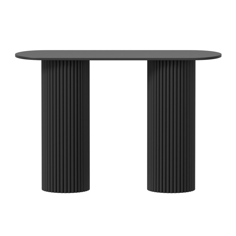 Oikiture Console Table Oval Hallway Desk Black
