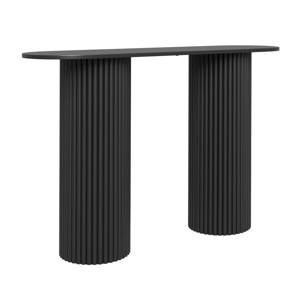 Oikiture Console Table Oval Hallway Desk Black