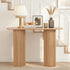 Oikiture Console Table Oval Hallway Desk Natural