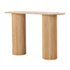 Oikiture Console Table Oval Hallway Desk Natural