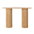 Oikiture Console Table Oval Hallway Desk Natural