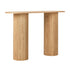 Oikiture Console Table Oval Hallway Desk Natural