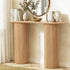 Oikiture Console Table Oval Hallway Desk Natural