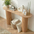 Oikiture Console Table Oval Hallway Desk Natural