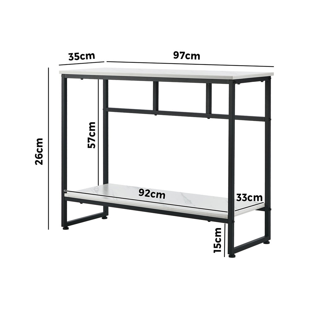 Console Table Hallway Marble Effect Metal Table Display WH&BK