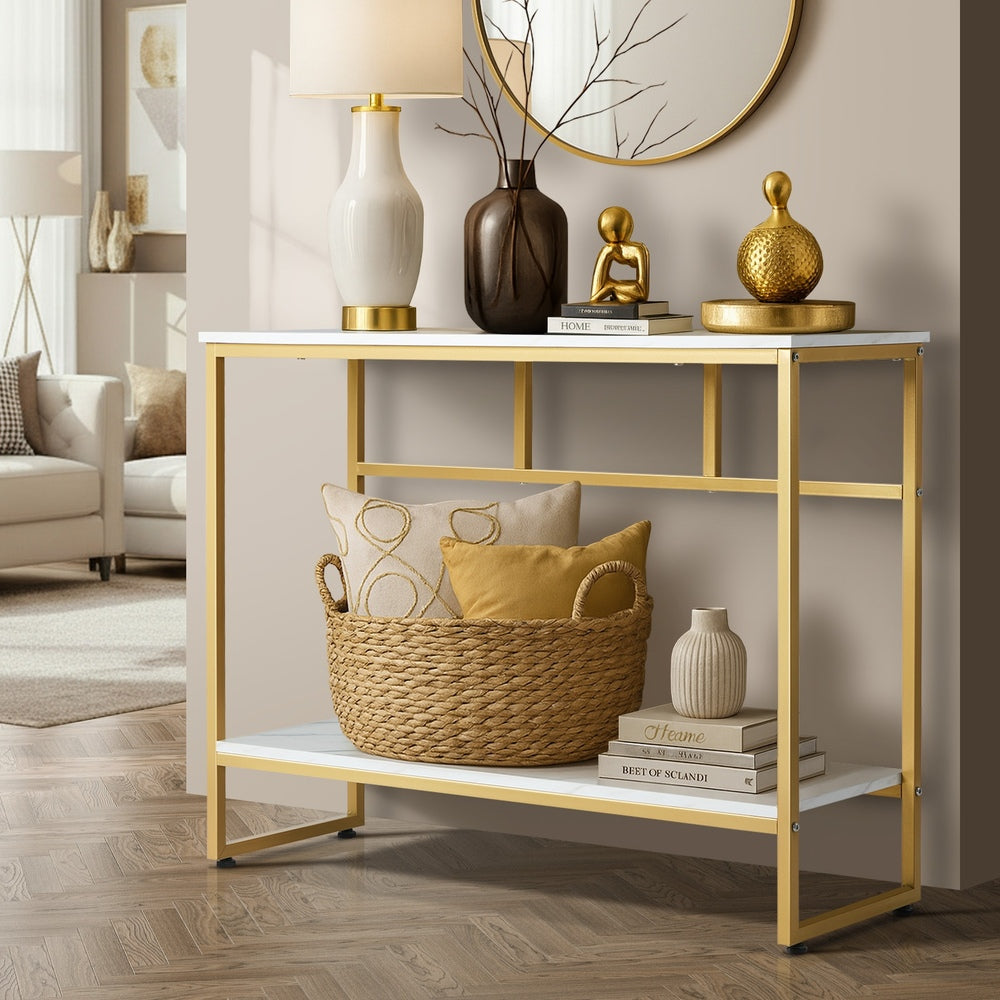 Console Table Hallway Marble Effect Metal Table Display WH&GD