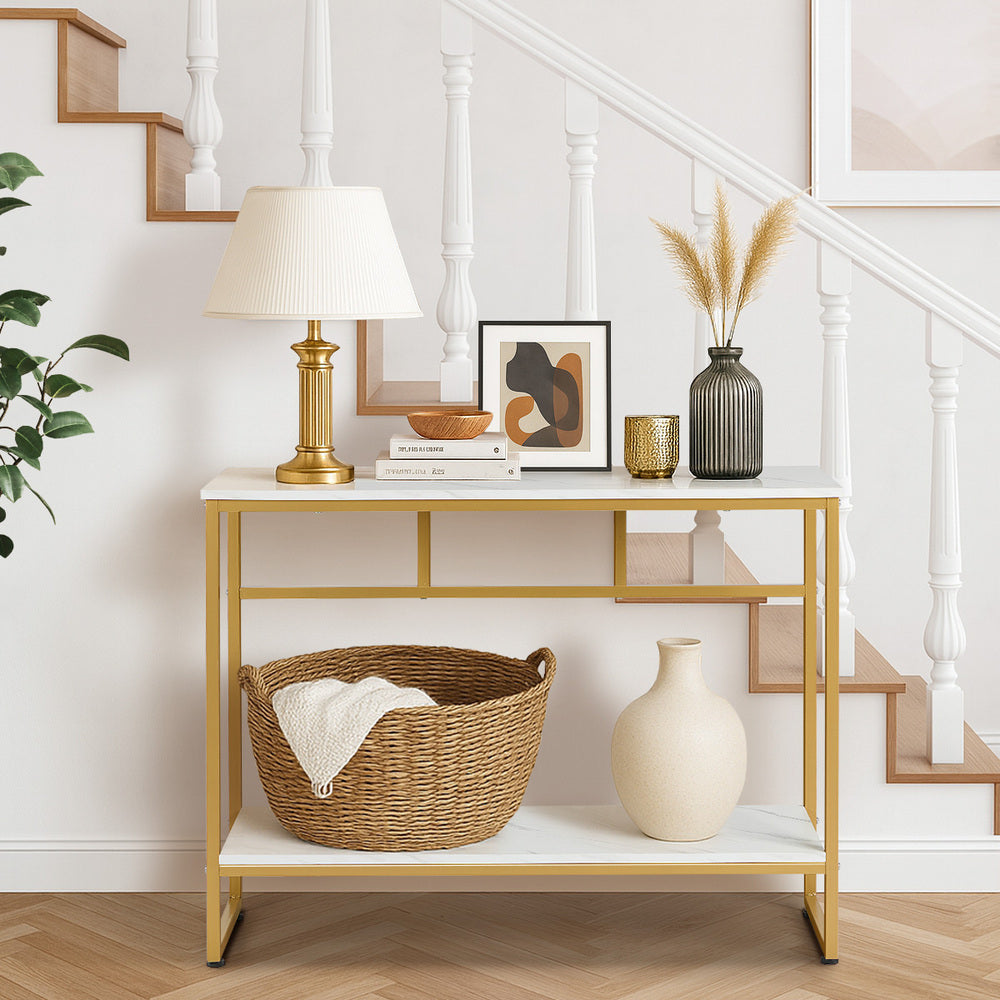 Console Table Hallway Marble Effect Metal Table Display WH&GD