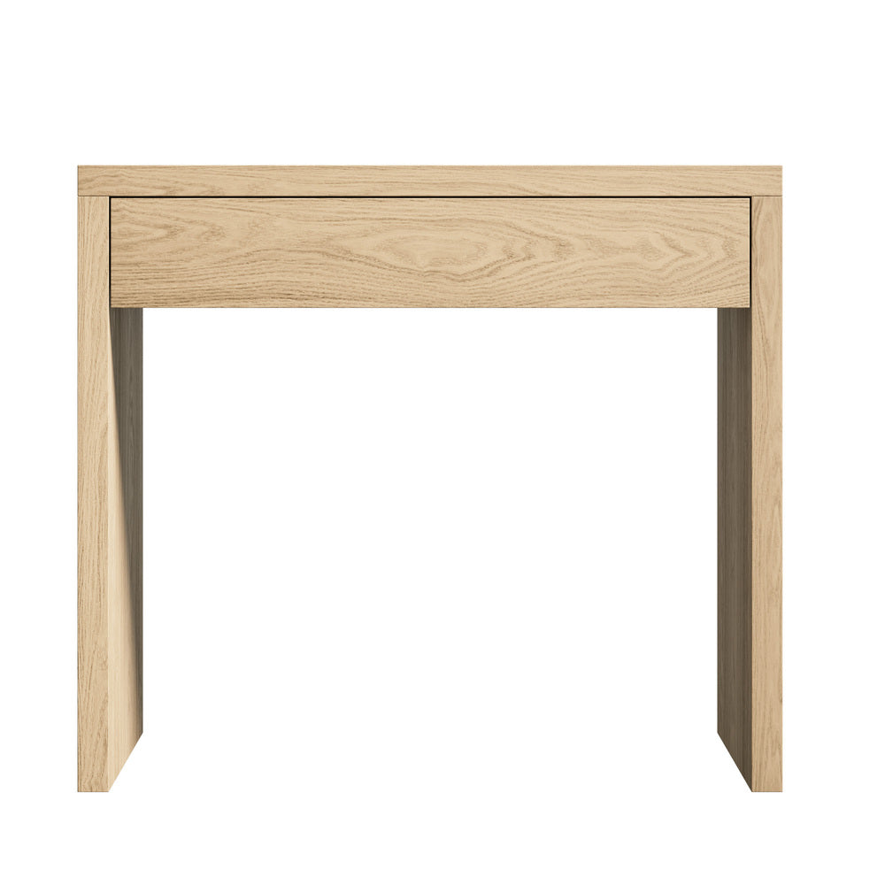 Oikiture Console Table Wood with Drawer Natural