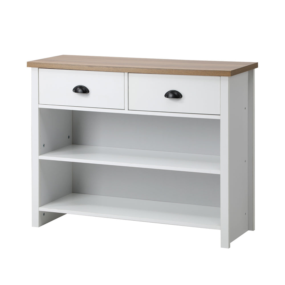 Oikiture Console Table Wood with 2 Drawers