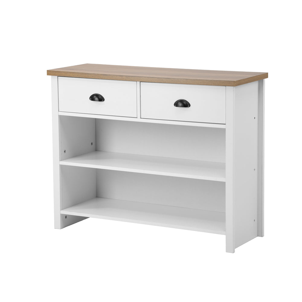 Oikiture Console Table Wood with 2 Drawers