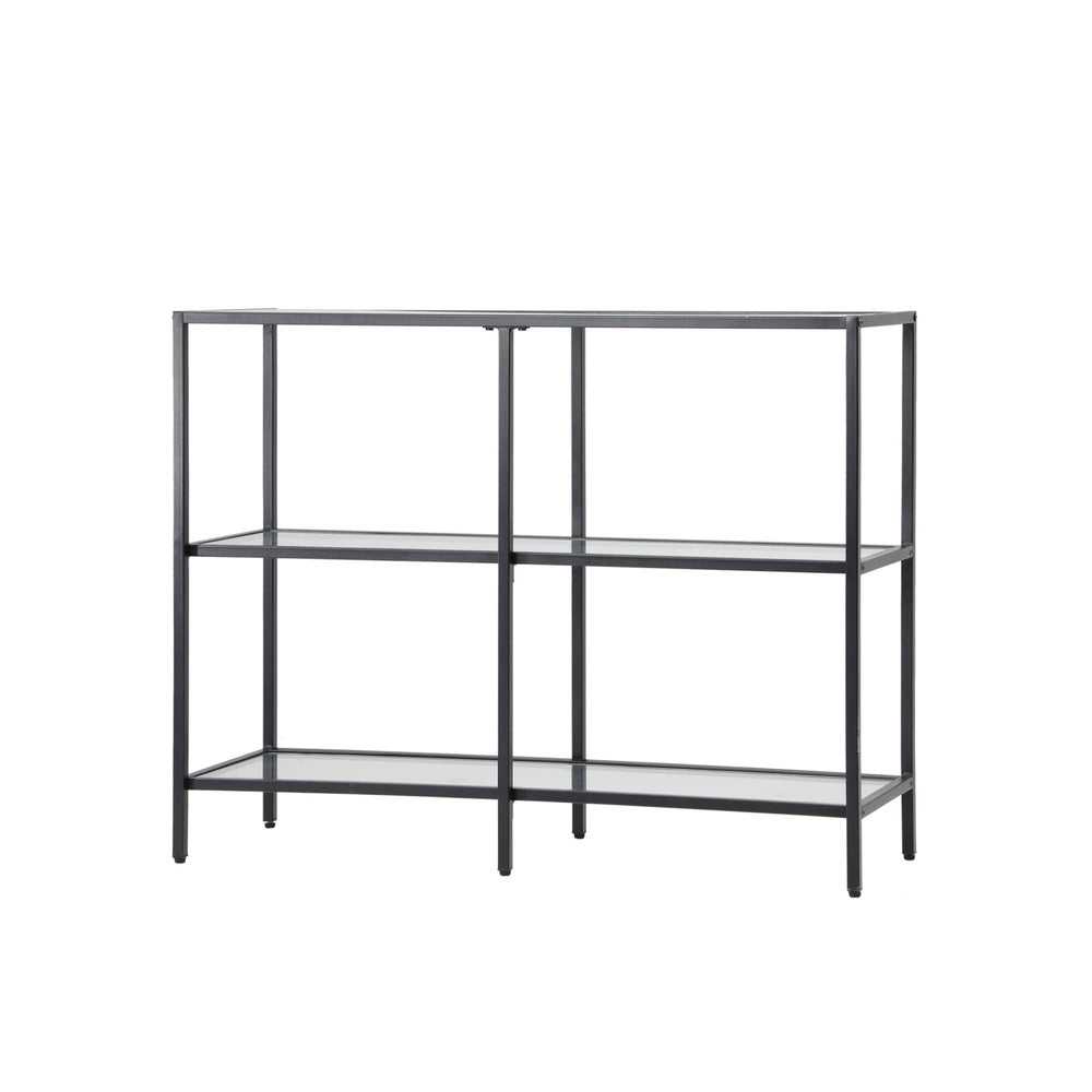 Oikiture Console Table Tempered Glass 3 Shelves Black