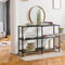 Oikiture Console Table Black Tempered Glass 3 Tier Storage Shelves