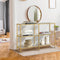 Oikiture Console Table Gold Tempered Glass 3 Tier Storage Shelves