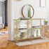 Oikiture Console Table Tempered Glass 3 Shelves Gold