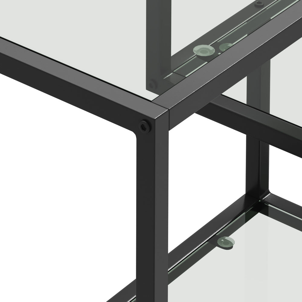 Oikiture Console Table Tempered Glass 4 Shelves Black