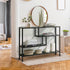 Oikiture Console Table Tempered Glass 4 Shelves Black