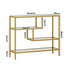 Oikiture Console Table Tempered Glass 4 Shelves Gold