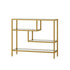 Oikiture Console Table Tempered Glass 4 Shelves Gold