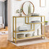 Oikiture Console Table Tempered Glass 4 Shelves Gold