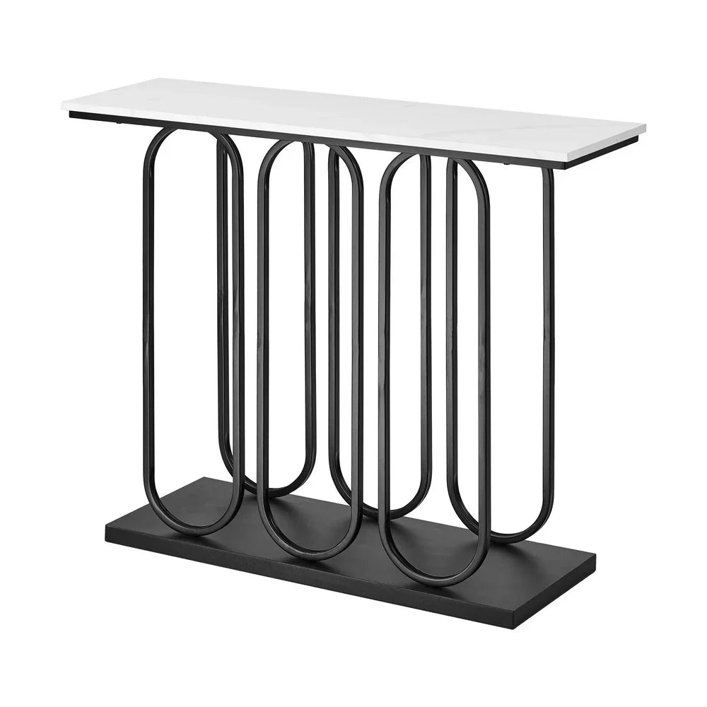 Console Table Faux Marble Effect Entry Hallway Display Black