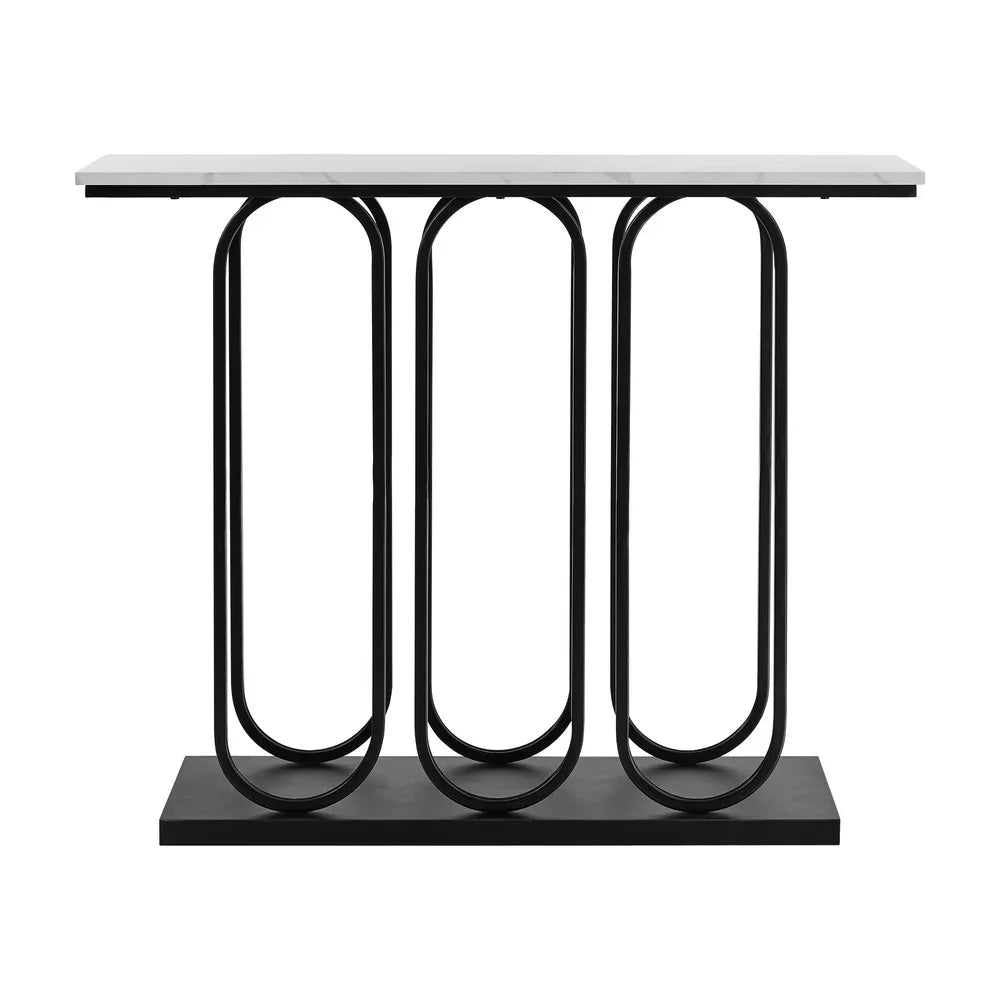 Console Table Faux Marble Effect Entry Hallway Display Black