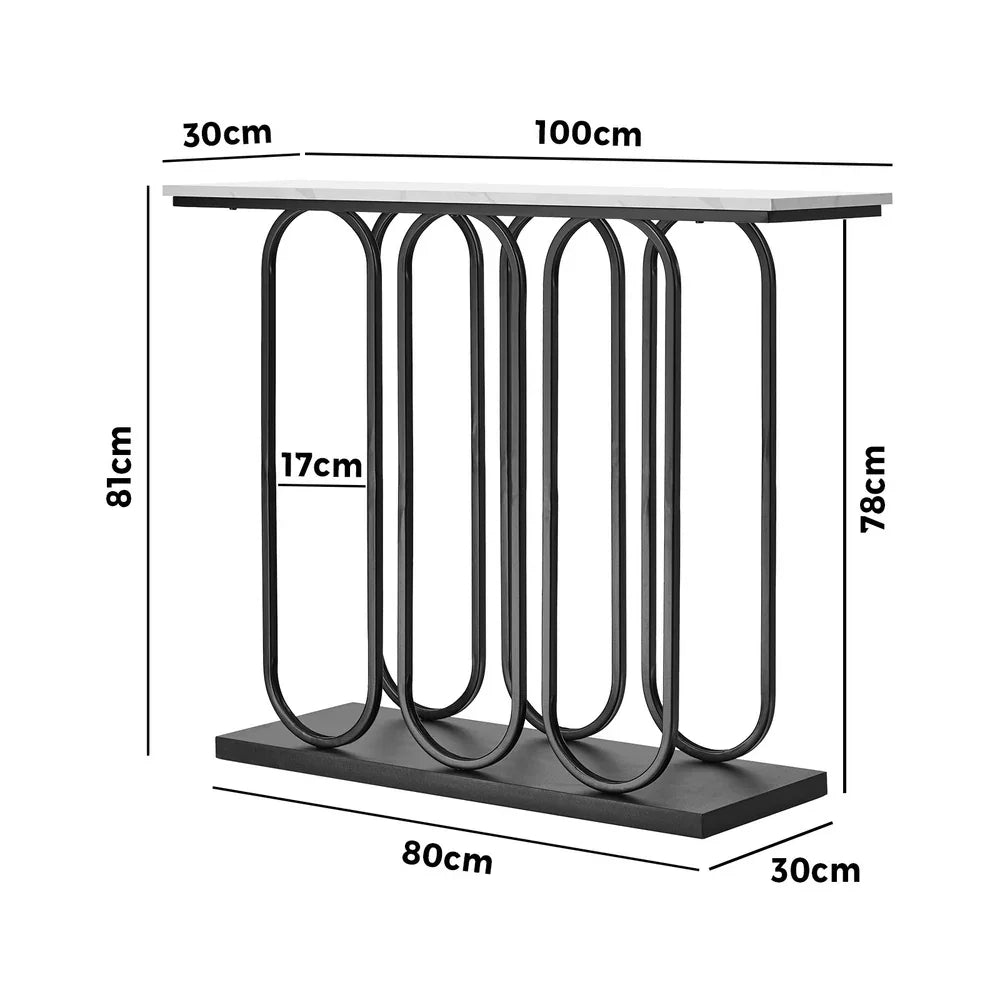 Console Table Faux Marble Effect Entry Hallway Display Black
