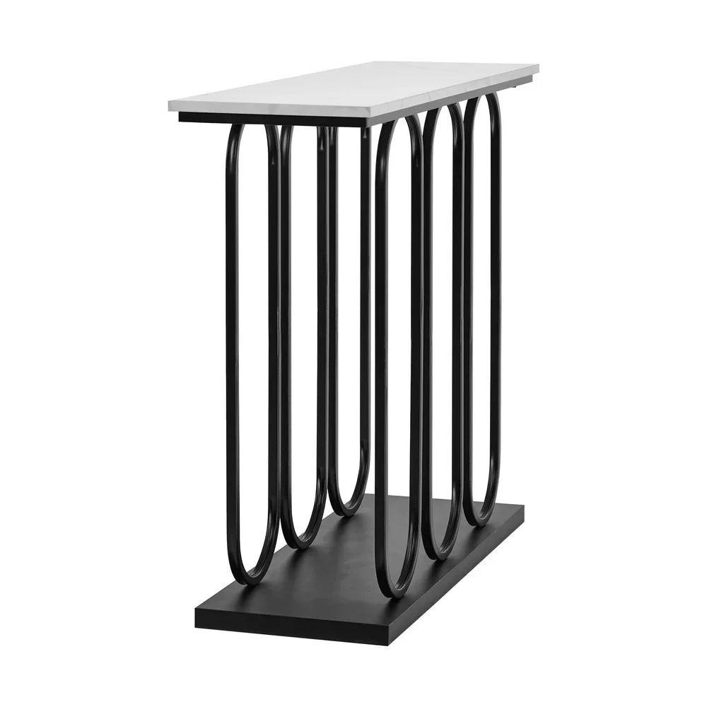 Console Table Faux Marble Effect Entry Hallway Display Black