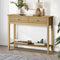 Oikiture Console Table 100cm Natural 2 Drawer Storage Shelf Entryway Cabinet