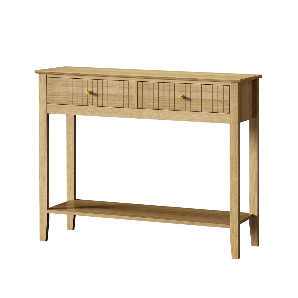 Oikiture 2-tier Console Table 100cm with 2 Storage Drawer