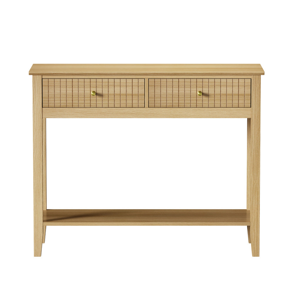Oikiture 2-tier Console Table 100cm with 2 Storage Drawer