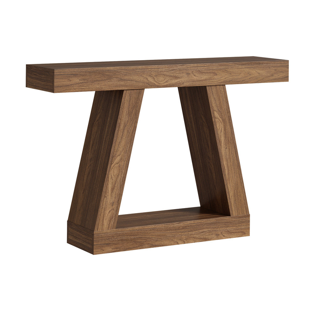 Oikiture Console Table Hallway Display Shelf Walnut
