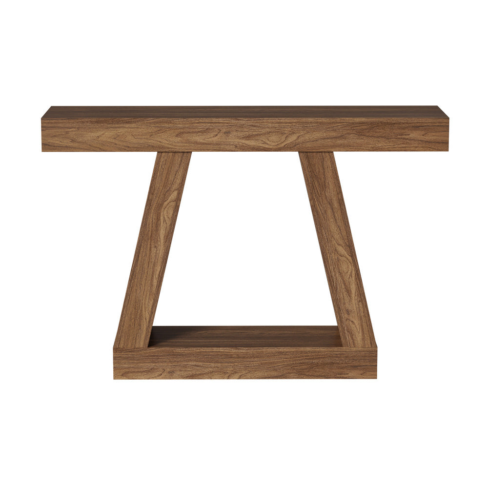 Oikiture Console Table Hallway Display Shelf Walnut