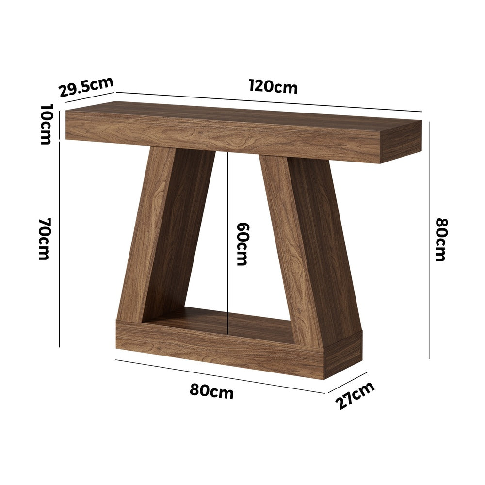 Oikiture Console Table Hallway Display Shelf Walnut