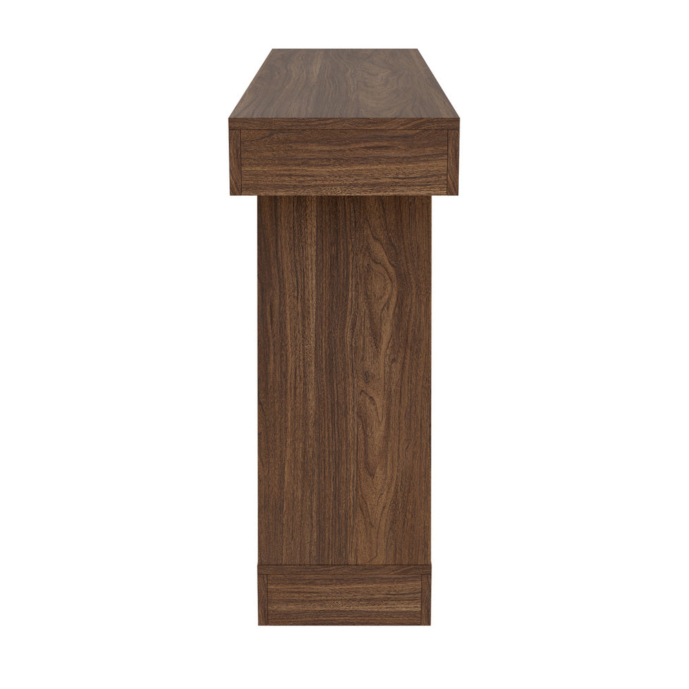 Oikiture Console Table Hallway Display Shelf Walnut