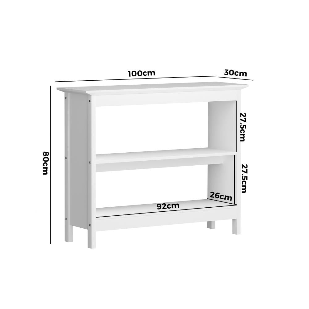 3-Tier Console Table Open Shelf Wooden White