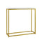 Marble‑Look Console Table with Gold Iron Frame & Slim Storage Shelf – White/Gold