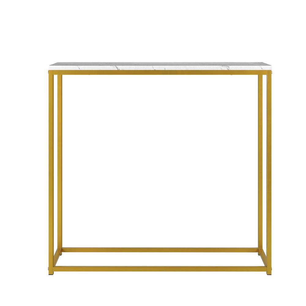 Console Table Marble-look Iron Gold&White