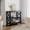 Oikiture 3 Tier Console Table X Design Wooden Entryway Storage Black